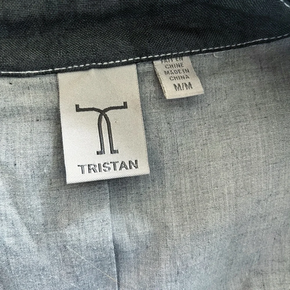 Tristan Light Linen Utility Shirt Dress | Medium | Contrast Stitching, Pockets - Picture 5 of 5